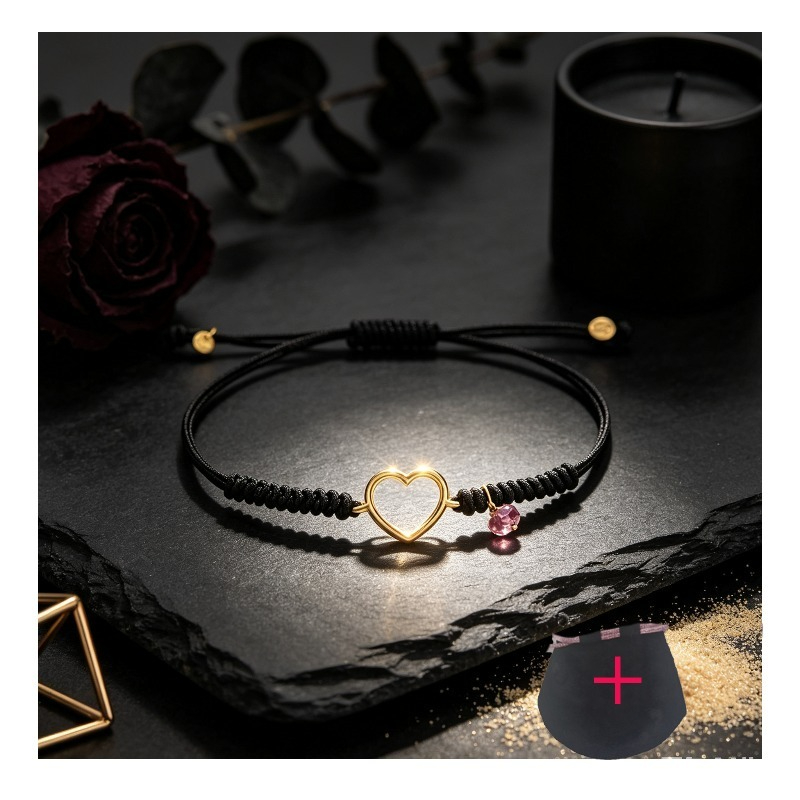 Bracelets - 조절 가능한 블랙 스트링 팔찌, 속이