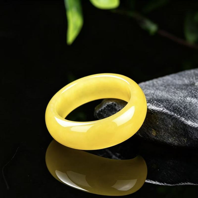 Rings - 진짜 A급 경옥 반지, 풀옐로우 컬러와