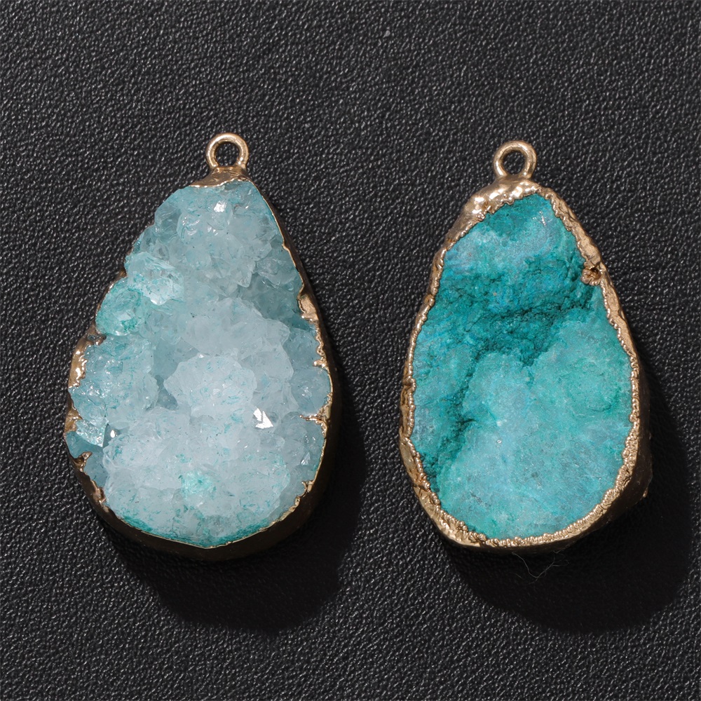 Crystal Pendant Necklace Natural Stone - 1PC 천연 마노 Geode 펜던트 25x38mm