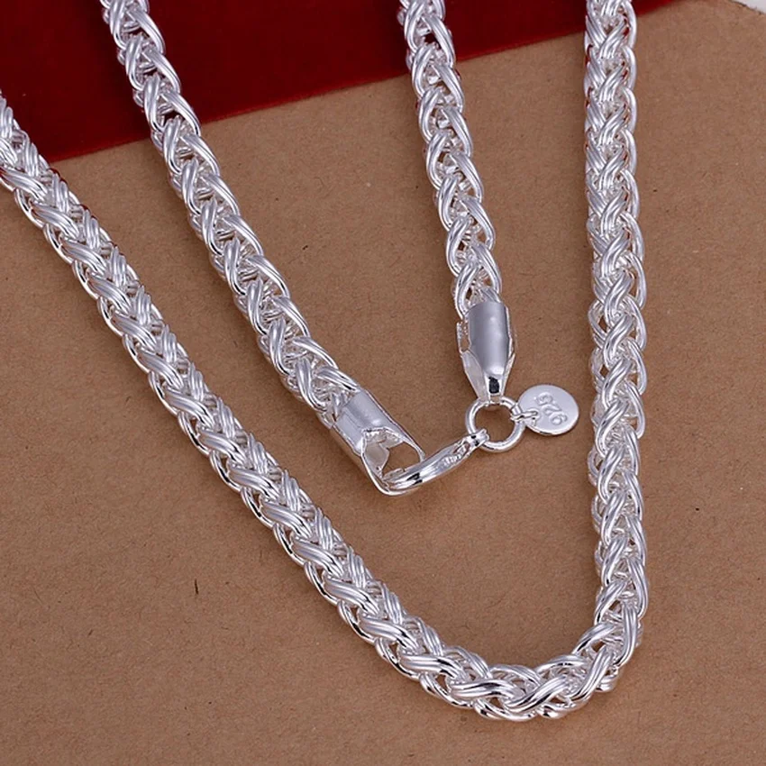 925 Sterling Silver Chain Necklace Men - 50cm 925 스털링 실버 6MM 목걸이