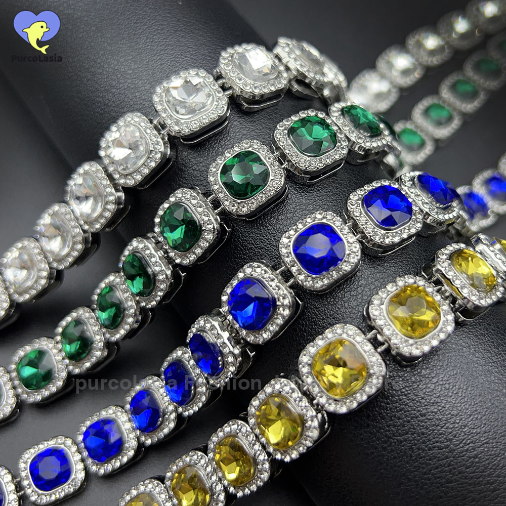 Cuban Link Chain 12Mm - 화려한 멀티 컬러 남성 여성을위한 팔찌