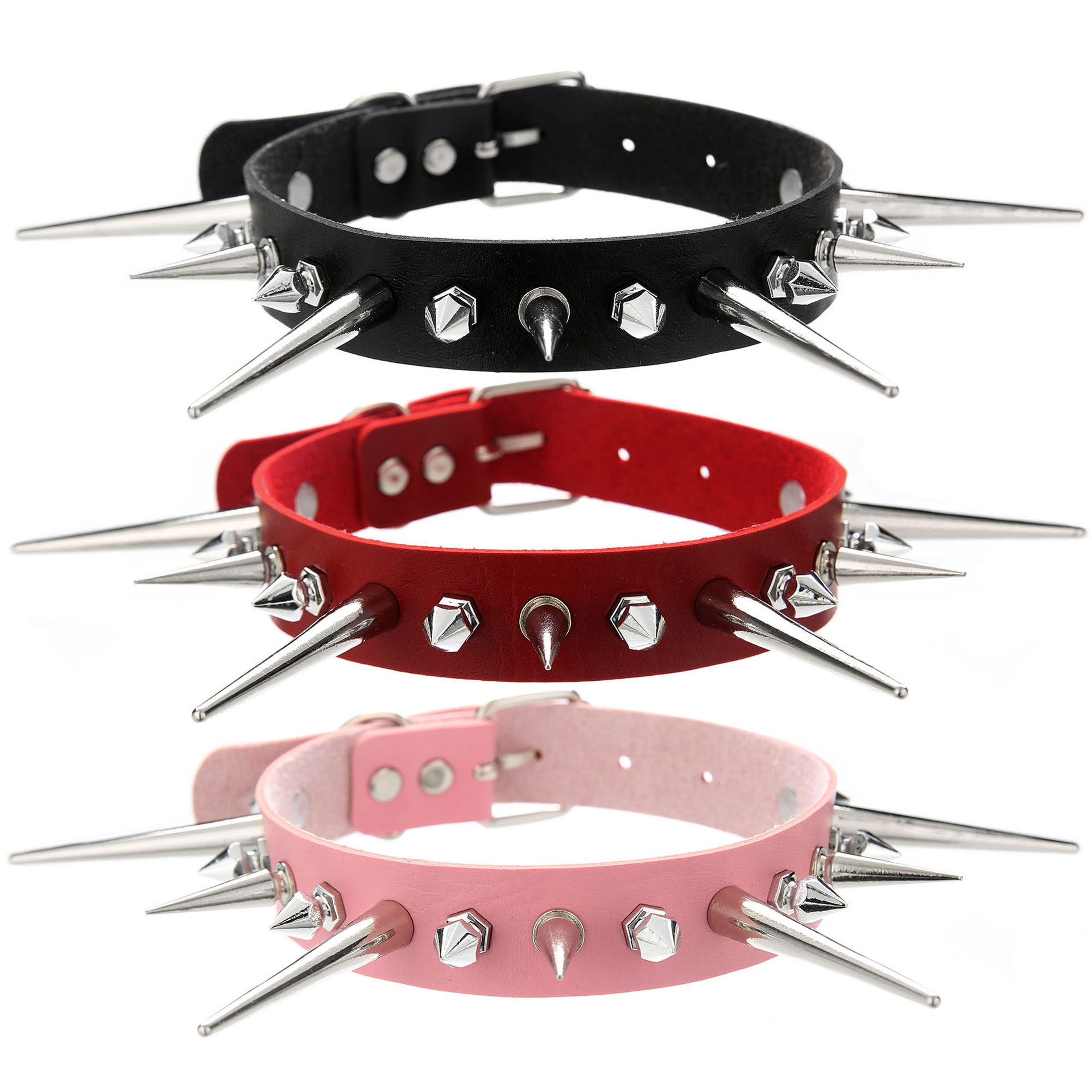 Goth Punk Spike Choker - KMVEXO 펑크 롱 스파이크 초커, 인조