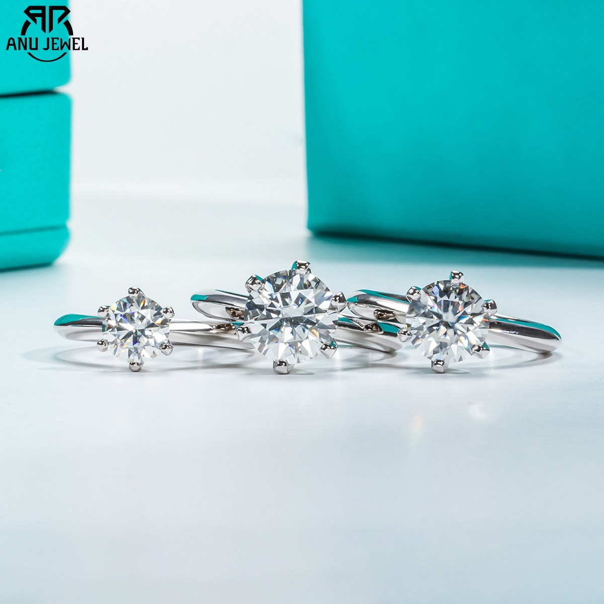 Moissanite Engagement Ring 1 Carat - AnuJewel 약혼 반지, 1ct, 2ct, 3ct,