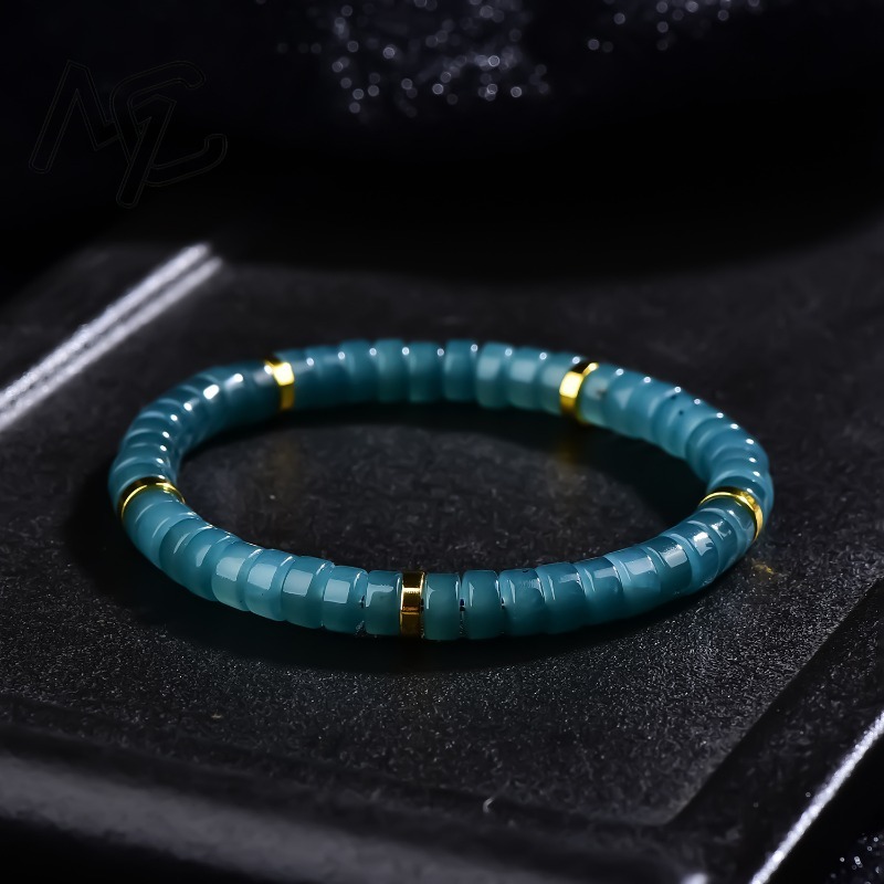 Bracelets - 천연 비취 블루 워터 주판 비즈