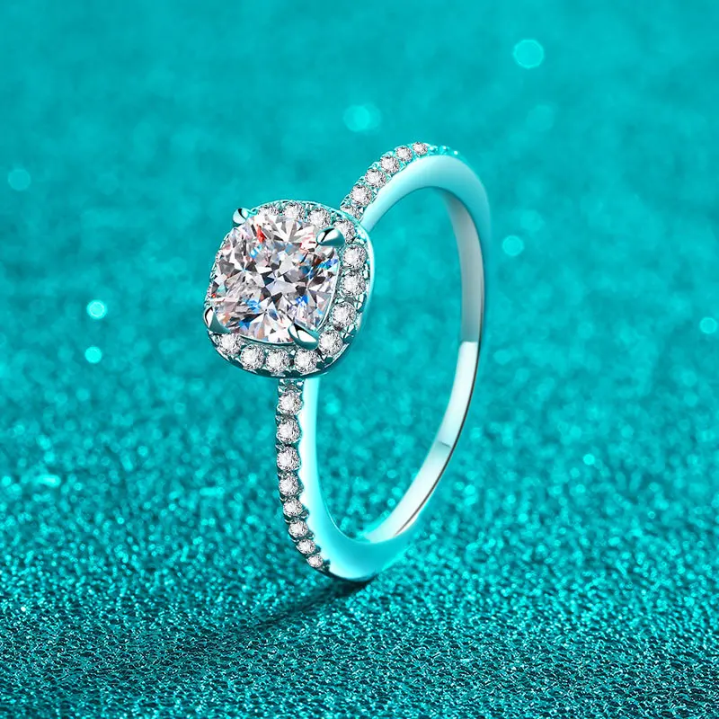 Moissanite Engagement Ring 1 Carat - 여성을 위한 S925 스털링 실버 모이사나이트