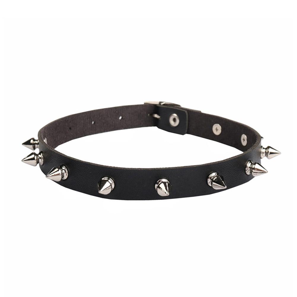 Goth Punk Spike Choker - 블랙 PU 가죽 초커 목걸이 여성용