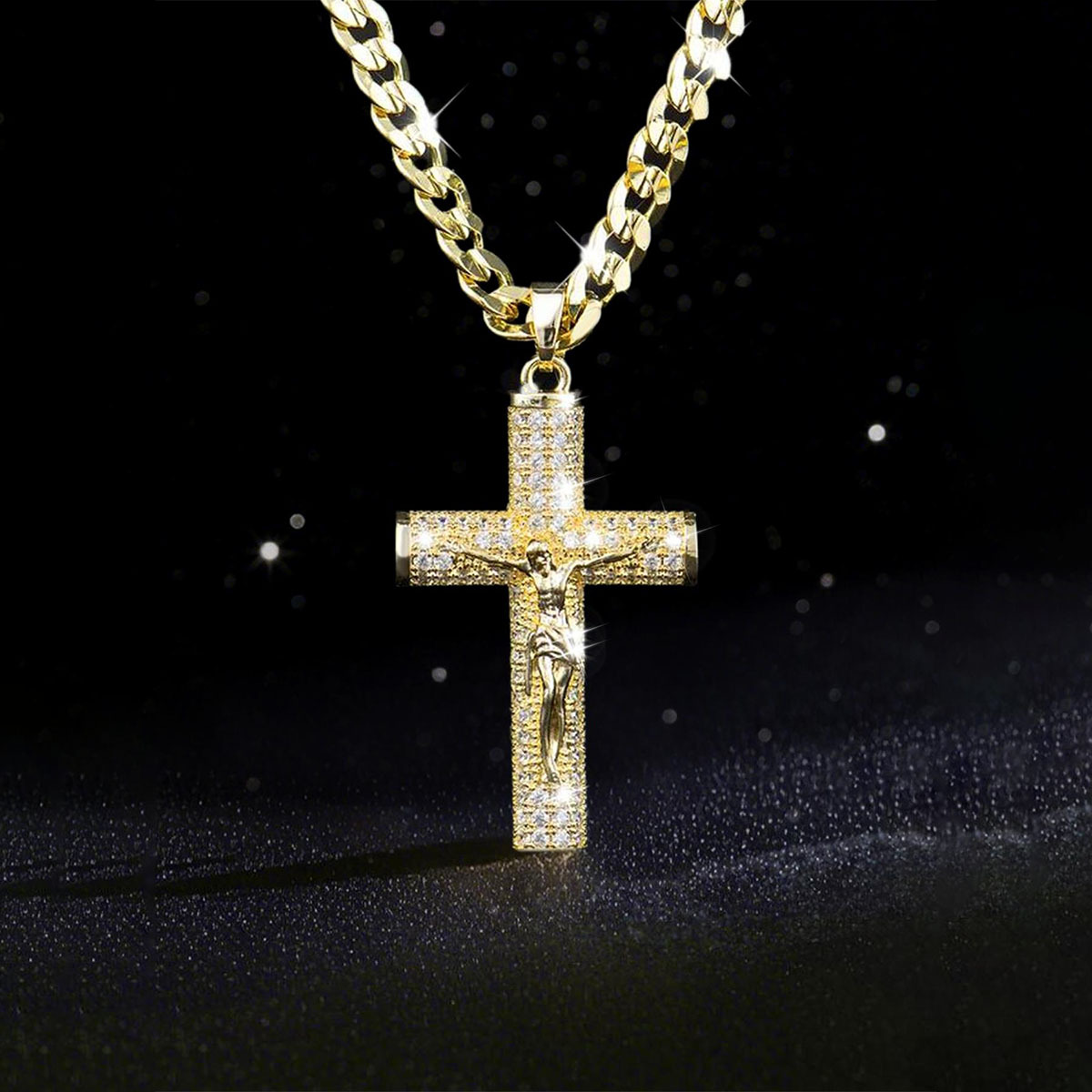 남성용 금도금 십자가 목걸이, 첨단 나노기술 변색 방지 - Cross Pendant Necklace Gold 리뷰 및 가격