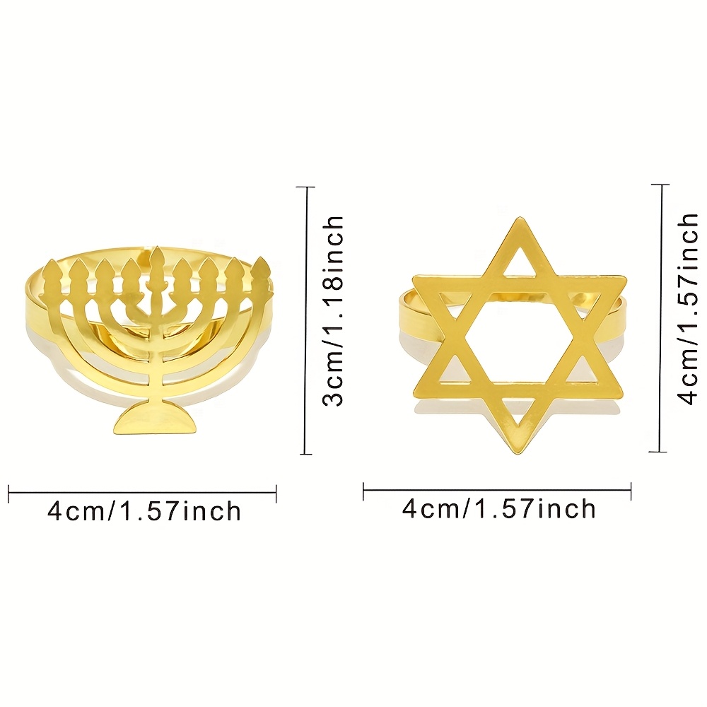 6Pcs Hanukkah Menorah 냅킨 링 골드  - Rings 리뷰 및 가격