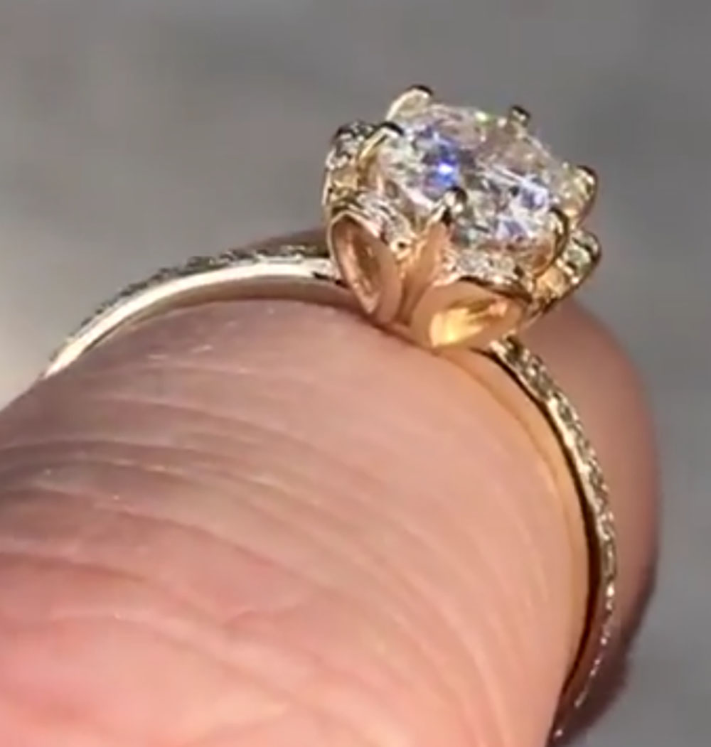 맞춤 제작 14K 옐로우 골드 여성 웨딩 파티 기념일  - Moissanite Engagement Ring 1 Carat 리뷰 및 가격
