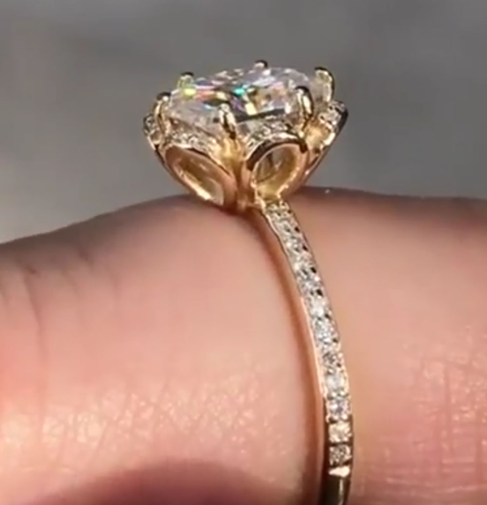 맞춤 제작 14K 옐로우 골드 여성 웨딩 파티 기념일  - Moissanite Engagement Ring 1 Carat 리뷰 및 가격