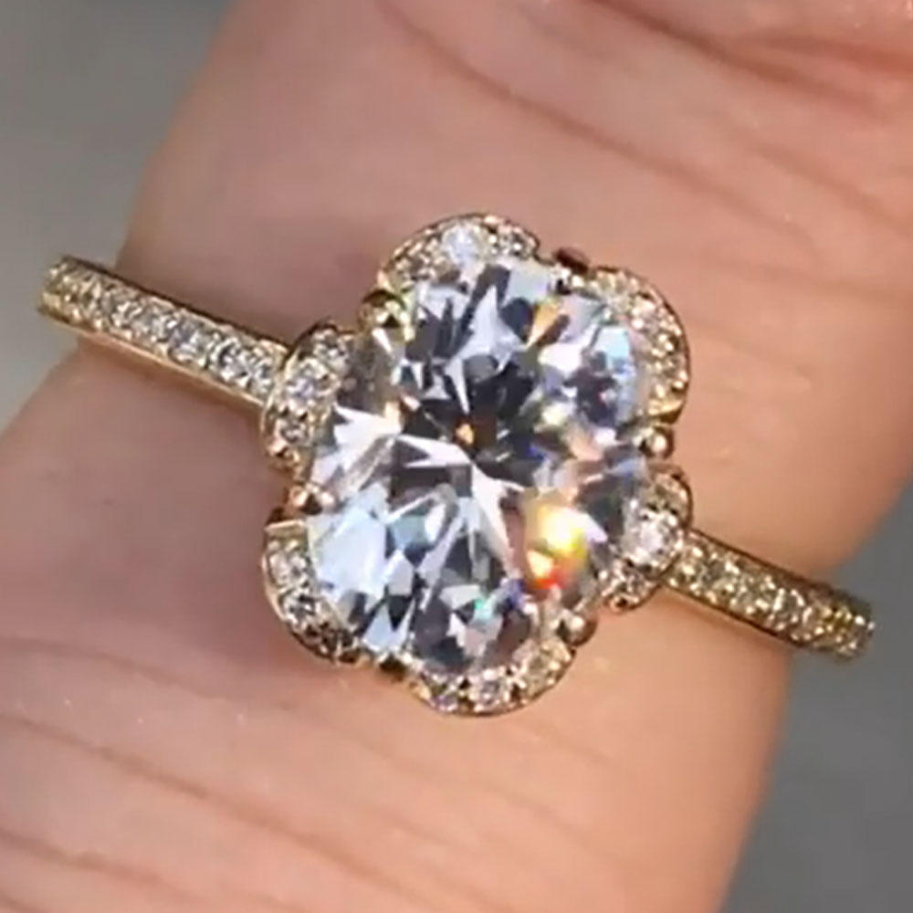 맞춤 제작 14K 옐로우 골드 여성 웨딩 파티 기념일  - Moissanite Engagement Ring 1 Carat 리뷰 및 가격