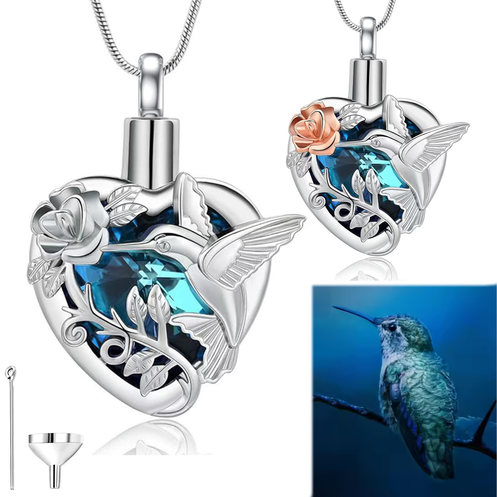 벌새 하트 유골함 로켓 목걸이 (장례용 유골함 로켓 목 - Heart Locket Necklace Photo 리뷰 및 가격