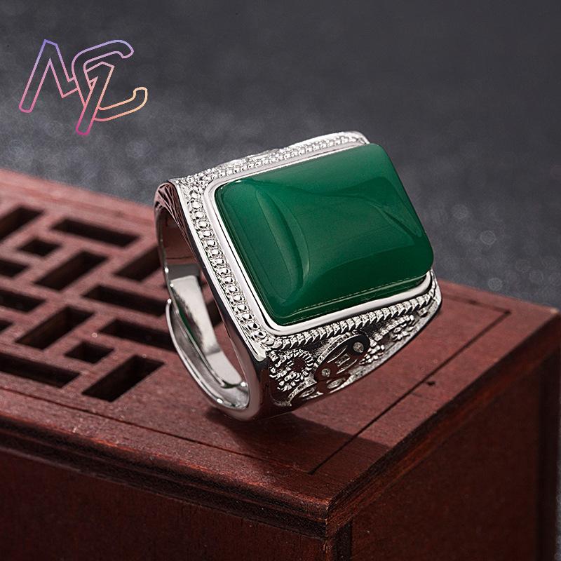 녹색 천연 옥 반지 진짜 보석 디자이너 행운의 부적 럭 - Rings 리뷰 및 가격
