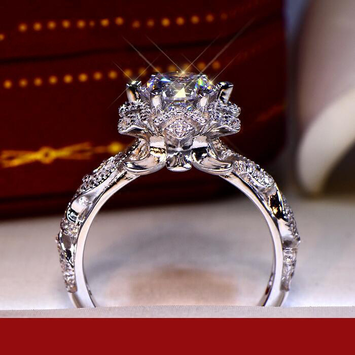 할로우 플라워 스타 S925 스털링 실버 반지 1캐럿  - Moissanite Engagement Ring 1 Carat 리뷰 및 가격