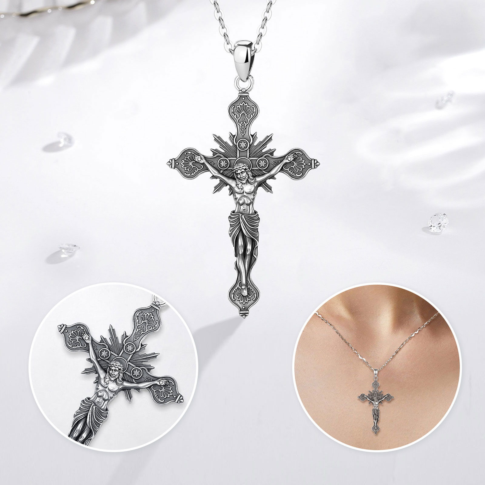 유도라 새로운 십자가 목걸이 925 스털링 실버 기독교 - 925 Sterling Silver Chain Necklace Men 리뷰 및 가격