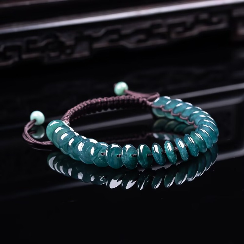 천연 진짜 에메랄드 블루 워터 아바커스 비즈 팔찌 미얀 - Bracelets 리뷰 및 가격