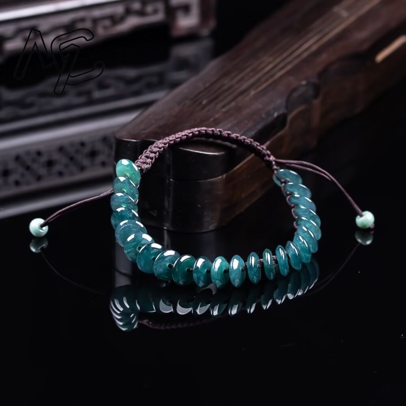 천연 진짜 에메랄드 블루 워터 아바커스 비즈 팔찌 미얀 - Bracelets 리뷰 및 가격