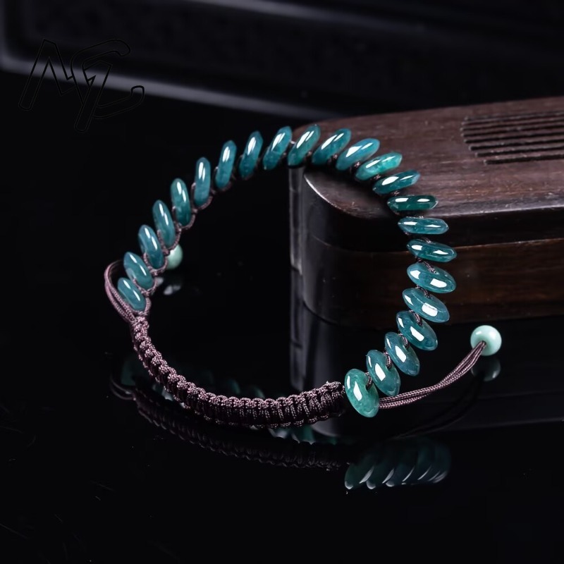 천연 진짜 에메랄드 블루 워터 아바커스 비즈 팔찌 미얀 - Bracelets 리뷰 및 가격