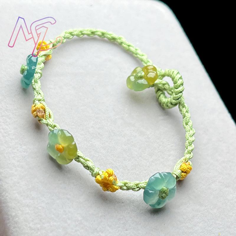 미얀마 경옥 꽃 팔찌 여성을위한 진짜 보석 디자이너 선 - Bracelets 리뷰 및 가격