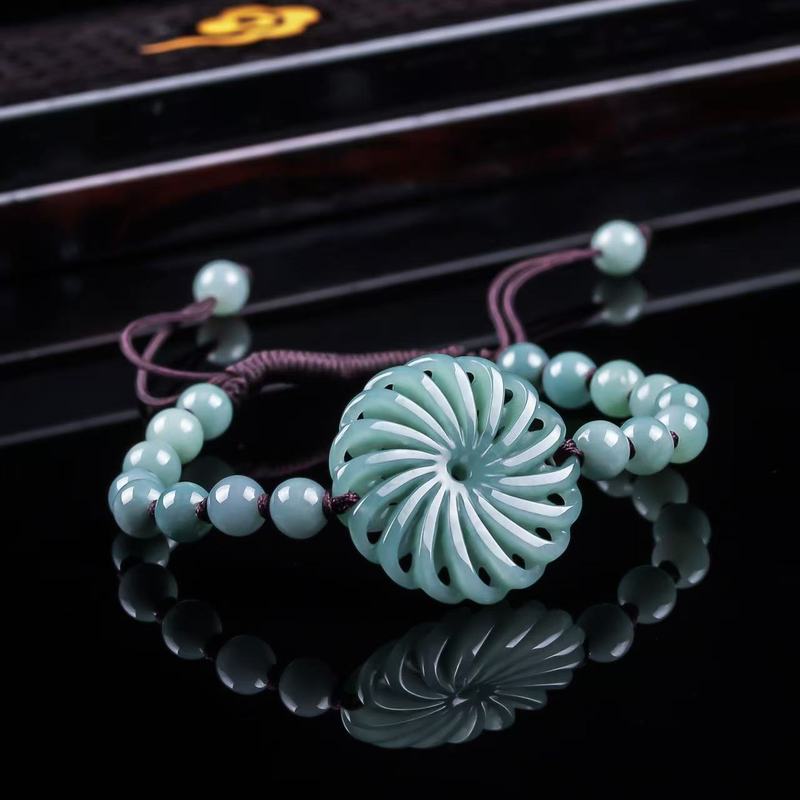 천연 비취 A급 행운을 가져다주는 진짜 원형 비즈 팔찌 - Bracelets 리뷰 및 가격