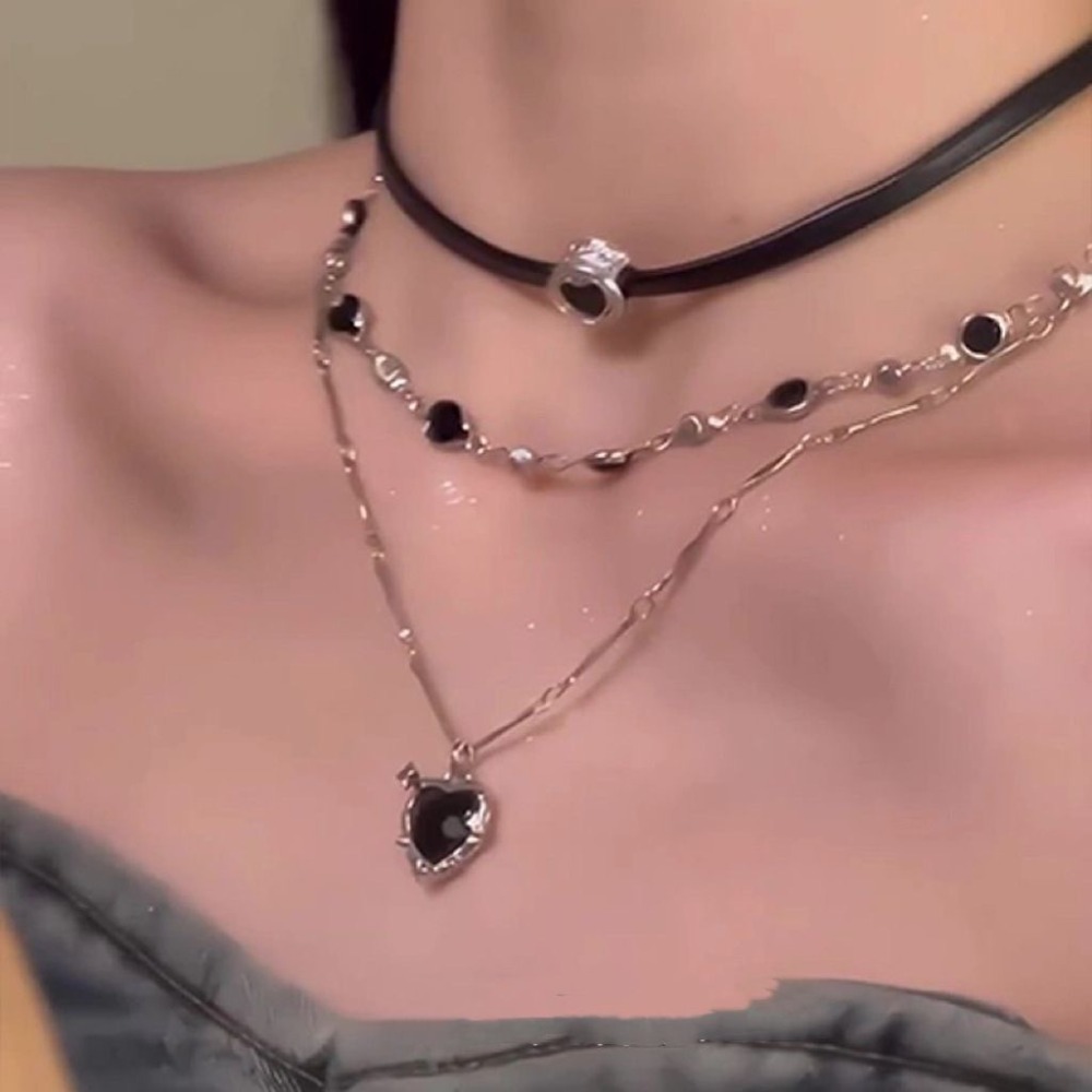 Y2K 고딕 러브 하트 펜던트 목걸이 여성용 멀티 레이 - Layered Pendant Necklace Aesthetic 리뷰 및 가격