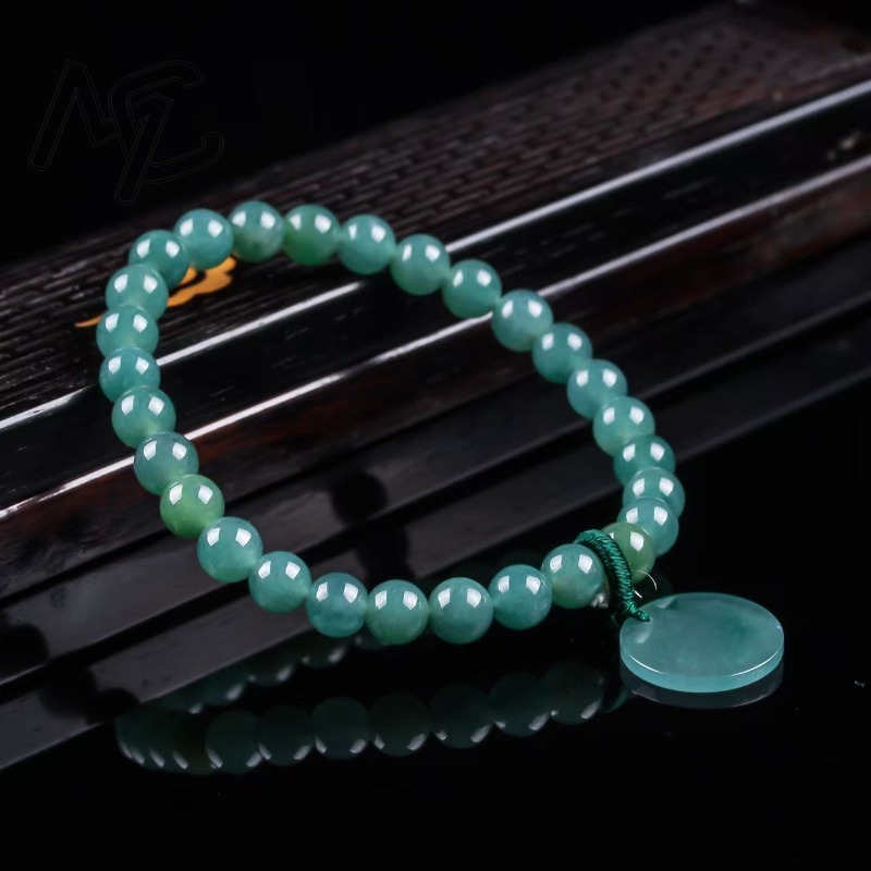 천연 비취 블루 워터 노씽 플라크 비즈 핸드 니팅 팔찌 - Bracelets 리뷰 및 가격