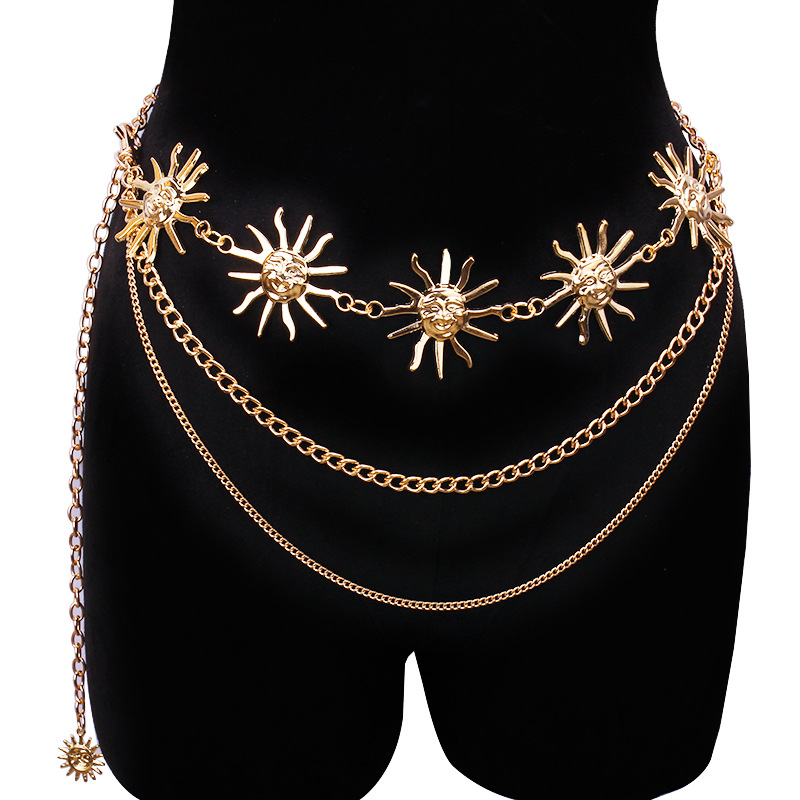 두꺼운 멀티 레이어 펑크 고딕 문 썬 허리 체인 메탈  - Body Jewelry 리뷰 및 가격