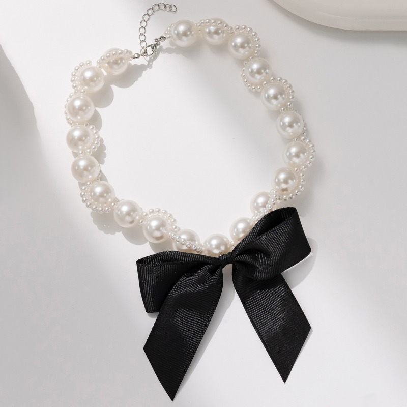 인조 진주 리본 초커 목걸이, 리본 장식 빈티지 유럽  - Pearl Choker Necklace Vintage 리뷰 및 가격