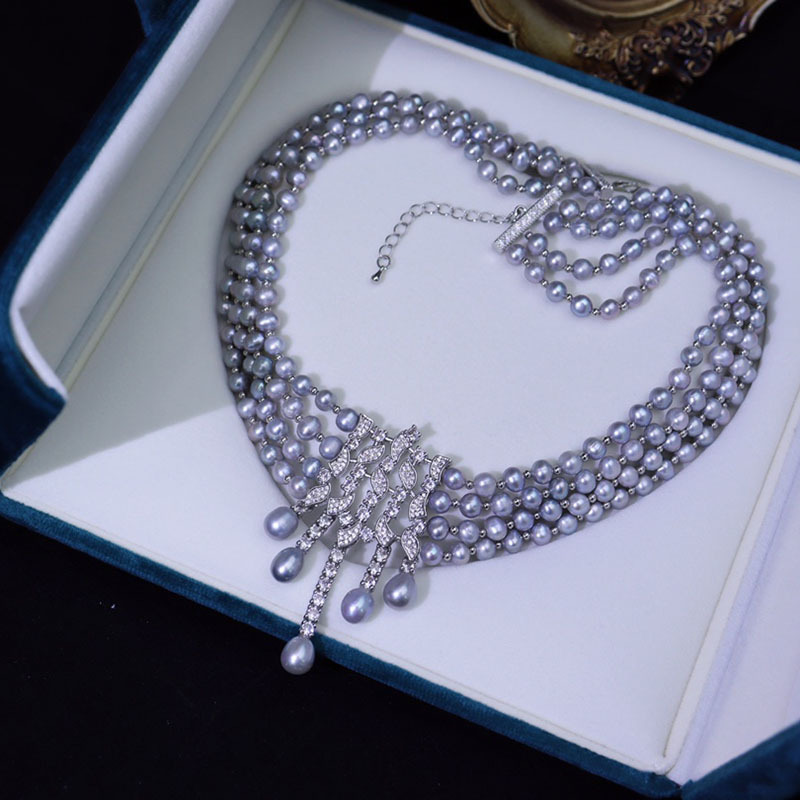 담수 진주 목걸이, 빈티지 트리플 레이어 럭셔리 디자인 - Pearl Choker Necklace Vintage 리뷰 및 가격