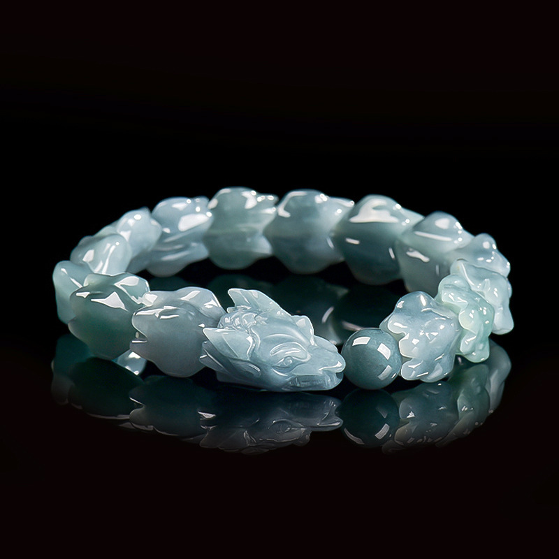 블루 버마산 비취 용 팔찌, 조각된 원석 뱅글, 부적, - Bracelets 리뷰 및 가격