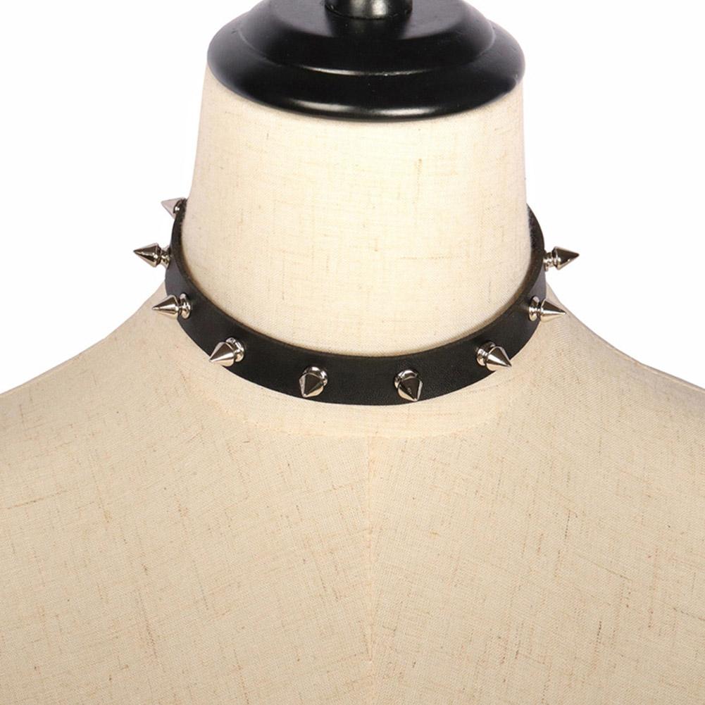 블랙 PU 가죽 초커 목걸이 여성용 남성용 멋진 펑크  - Goth Punk Spike Choker 리뷰 및 가격