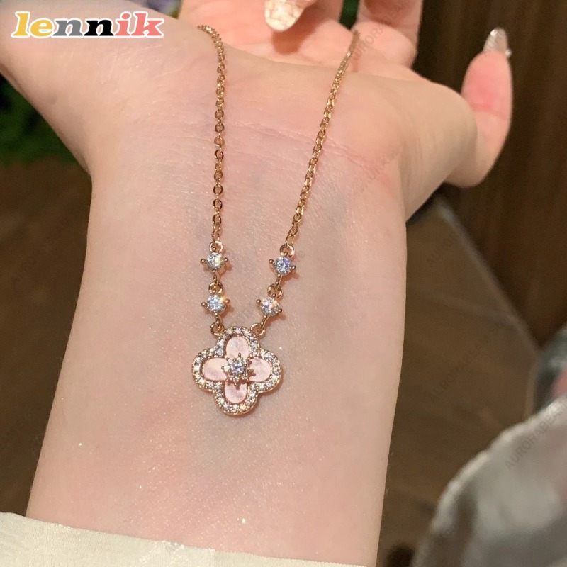 핑크 쉘 목걸이, 네잎 클로버 펜던트, 18K 금도금  - Layered Pendant Necklace Aesthetic 리뷰 및 가격